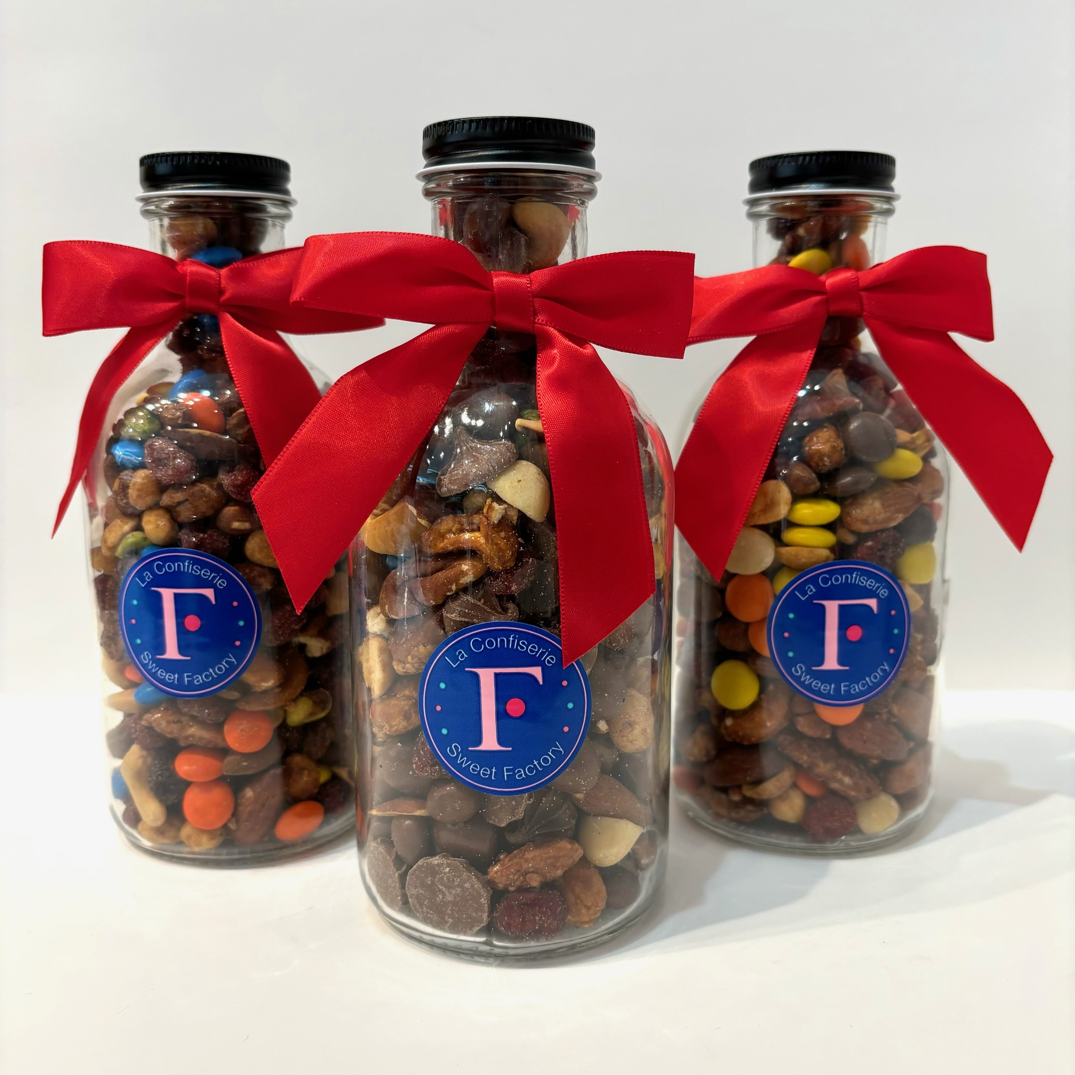 Christmas bottle with nuts and chocolate